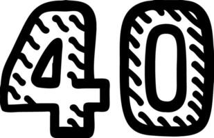 Bold Hand-Drawn 40 Number Illustration for Celebrations and Design Projects vector