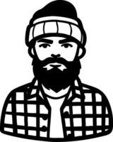 Bold Hipster Character in Beanie and Plaid Shirt Art for Graphic Design and Tattoos vector