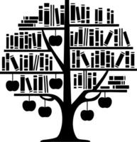 Book Tree Illustration with Apples for Education and Knowledge Concepts vector