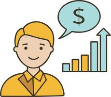 Business Growth Illustration with Smiling Professional and Financial Graph vector