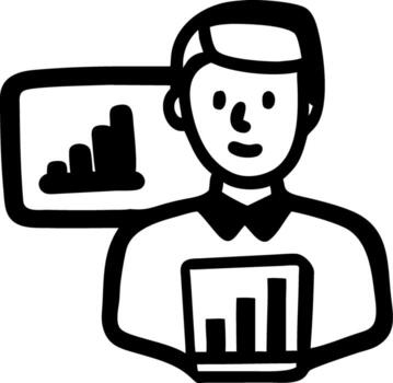 Businessman Analyzing Data with Bar Charts Illustration for Reports and Presentations vector