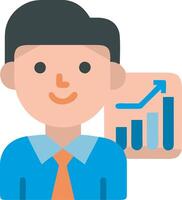 Businessman Cartoon Character with Growth Chart for Analytics and Success Concepts vector