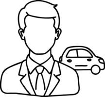 Businessman Profile Silhouette with Car for Professional Use vector