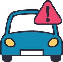 Car with Warning Sign Illustration for Safety and Alert Design Projects vector