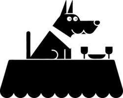 Cartoon Dog Dining at Table with Napkin for Humor or Pet-Themed Designs vector