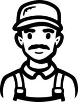 Cartoon Male Worker with Cap and Overalls Illustration for Design and Print Use vector