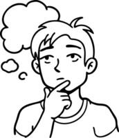 Cartoon Person Thinking with Thought Bubble Useful for Illustrations and Designs vector