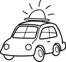 Cartoon Police Car Line Art for Coloring Books and Kids Illustrations vector