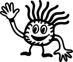 Cartoon Smiling Hand Waving Character Illustration Ideal for Coloring Books vector