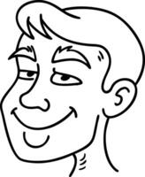 Cartoon Smiling Man Face Line Art Illustration for Design or Tattoos vector