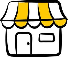 Cartoon Yellow Canopy Storefront for Retail Business Branding and Graphic Design vector