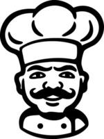 Chef Face Illustration With Mustache and Hat for Culinary Branding vector