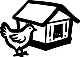 Chicken and Coop Illustration for Farm Themed Designs and Educational Use vector