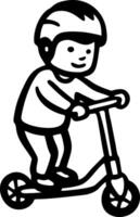 Child Riding Scooter Art for Coloring and Design Projects vector