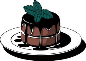 Chocolate Dessert with Mint Illustration for Menu Design and Projects vector