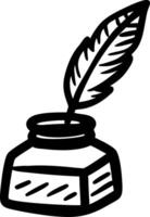 Classic Quill and Ink Pot Drawing for Writing and Creativity Concepts vector