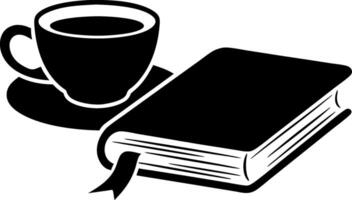 Coffee Cup and Book Silhouette for Relaxation and Reading Themes vector