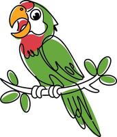 Colorful Parrot Illustration on Branch for Artwork and Design Projects vector
