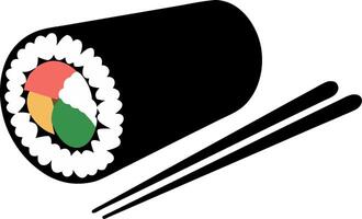 Colorful Sushi Roll with Chopsticks for Food Design Projects vector