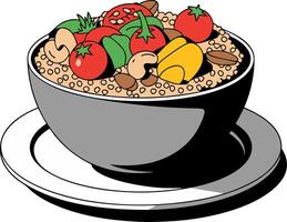 Colorful Illustration of Healthy Quinoa Salad with Fresh Vegetables in Bowl vector