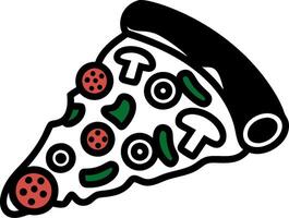 Colorful Pizza Slice Illustration with Toppings for Food Design Projects vector