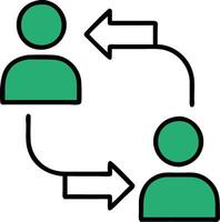Communication and Connection Green Human Figures with Arrows Design vector