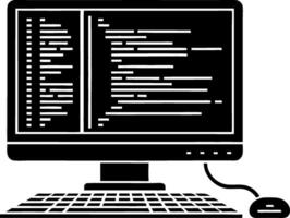 Computer Monitor with Coding Interface Illustration for Technology Design vector