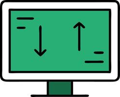 Computer Monitor with Upward and Downward Arrows Business Concept vector