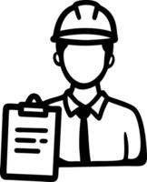 Construction Safety Engineer with Clipboard for Workflow Manuals vector