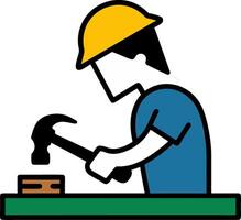 Construction Worker Hammering for Safety and Building Projects vector
