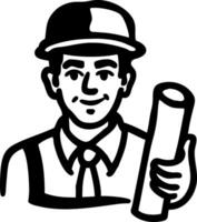 Construction Worker Holding Blueprint Illustration for Design Projects vector