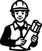 Construction Worker Holding Blueprints Illustration for Design and Education Use vector