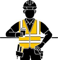Construction Worker in Safety Vest Holding Coffee Illustration vector