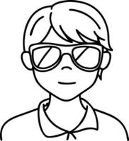 Cool Boy Sunglasses Outline Art for Fashion Design and Coloring vector