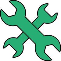 Crossing Green Wrench Symbol for Repair and Maintenance Themes vector