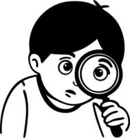Curious Child with Magnifying Glass Illustration for Exploration and Education vector