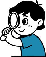 Curious Child Exploring with Magnifying Glass Illustration vector