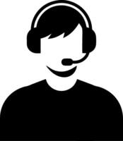 Customer Service Representative Silhouette with Headset for Communication vector