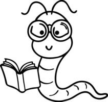 Cute Bookworm Wearing Glasses Reading Book Illustration for Education and Kids vector