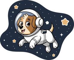 Cute Cartoon Dog Astronaut in Space Colorful Illustration vector