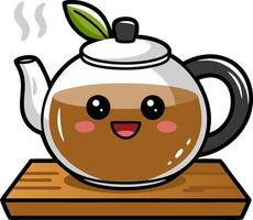 Cute Cartoon Teapot with Leaf Design for Decorative Art and Craft Projects vector