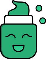 Cute Happy Green Cream Jar for Skincare Branding and Design vector
