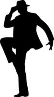 Dancing Silhouette Man in Suit and Hat for Artistic Design vector