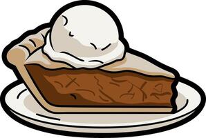 Delicious Slice of Pumpkin Pie with Vanilla Ice Cream Illustration vector