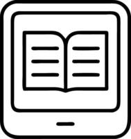 Digital Tablet with Open Book Line Art for E-Learning and Reading Apps vector