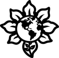 Earth Flower Illustration Symbolizing Environmental Conservation and Nature vector