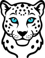 Elegant Snow Leopard Face Illustration With Blue Eyes vector