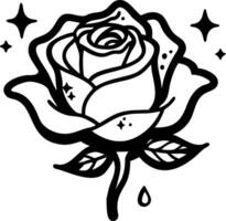 Elegant Rose Art with Stars for Tattoos and Coloring Books vector