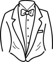 Elegant Tuxedo and Bow Tie Line Art for Fashion Design and Coloring Books vector