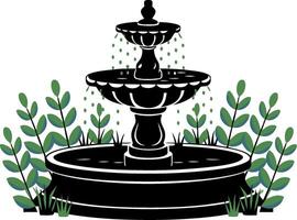 Elegant Water Fountain with Greenery Perfect for Garden Design and Decor Projects vector